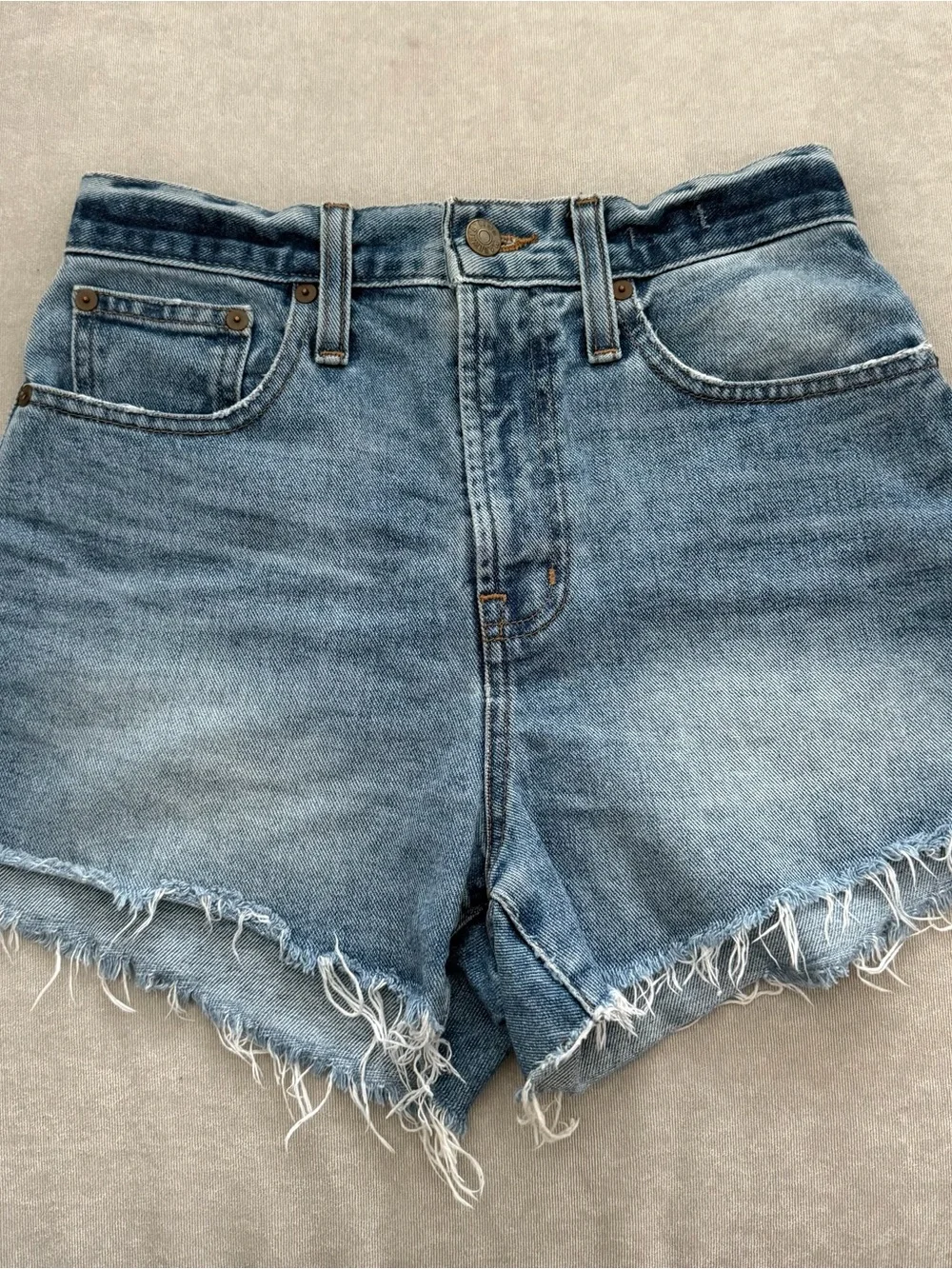 Denim High-Rise Distressed Shorts